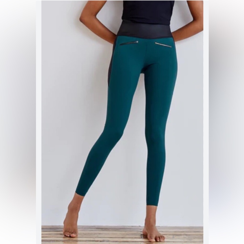 High Quality ADAY Throw It Higher Deep Teal & Black Leggings-S